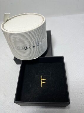 New Hillberg & Berk Gold Letter 'F' Pendant. 14K GOLD VERMEIL LETTER CHARM